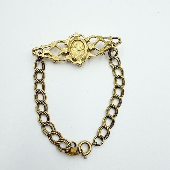 VINTAGE Avon Genuine Rose Quartz Gold Tone Bracelet - Picture 5 of 7